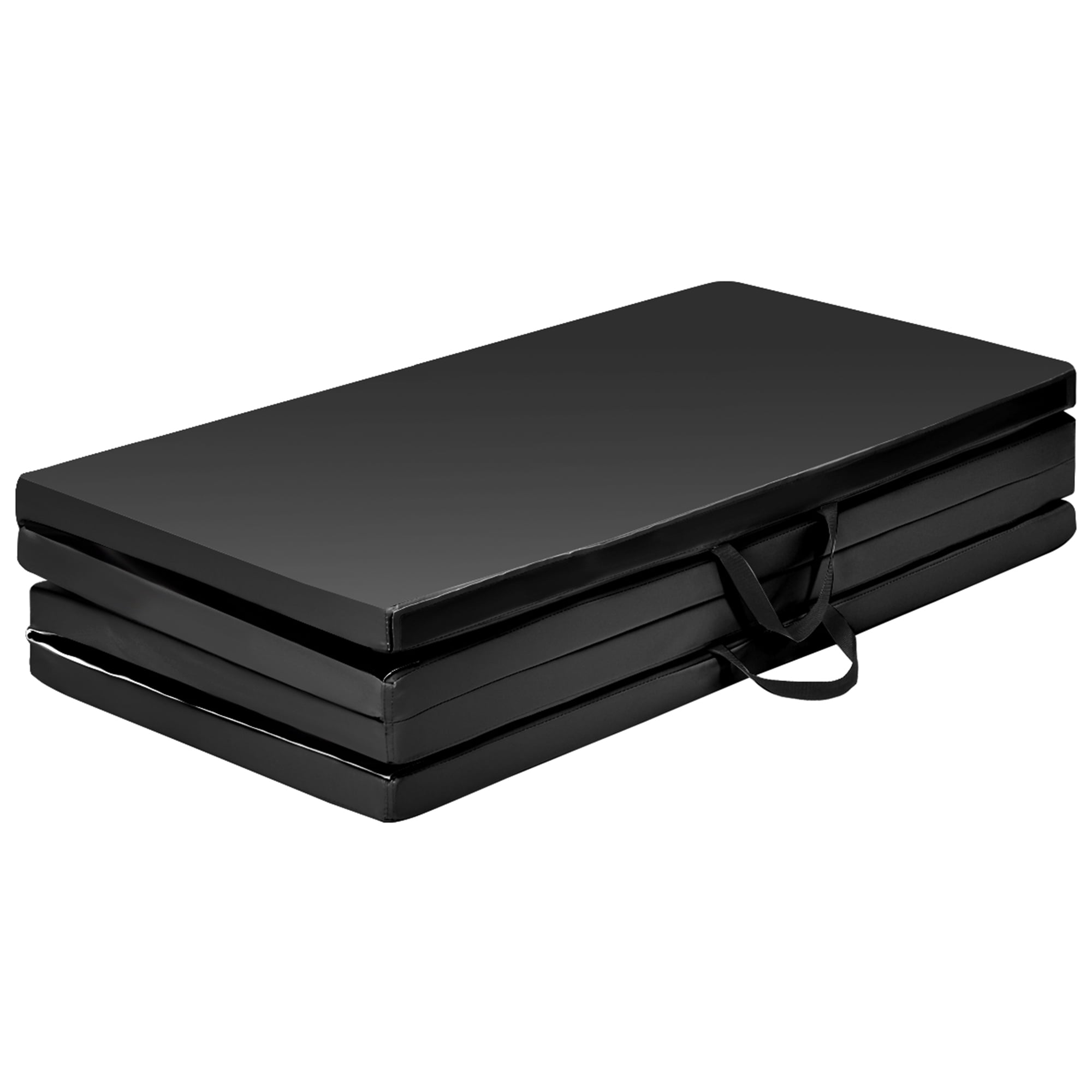 Gymax Foldable Gymnastics Exercise Mat Tumbling Pad 4 Ft. x 8 Ft. with Carrying Handles, Black