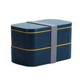 thumbnail image 2 of 1 Set 1600ML Lunch Box Portable Handle Good Sealing Air Vent Leak-Proof Microwavable Double Layer Bento Organizer Office Supply, 2 of 8