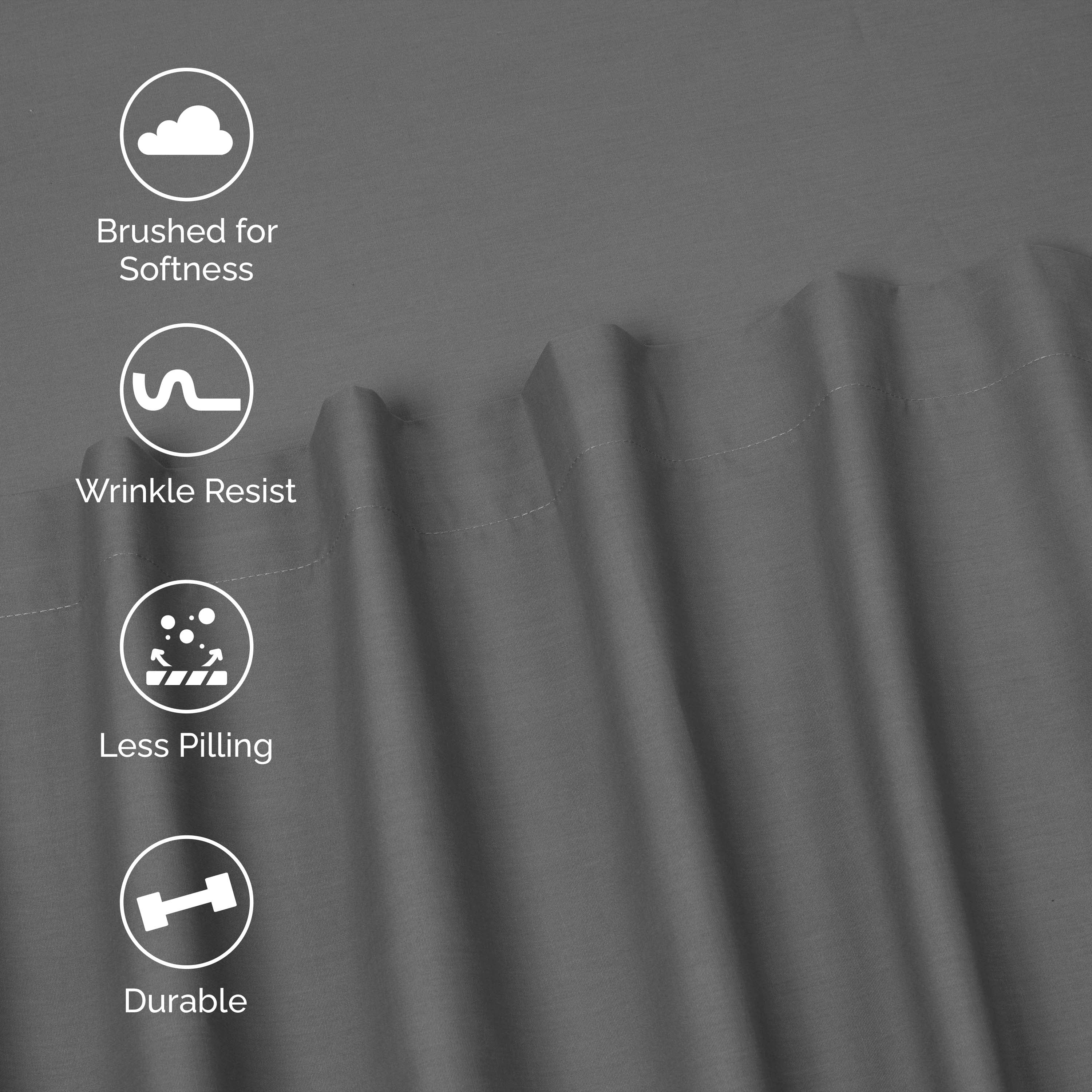 Soft Lightweight Brushed Cotton Blend Bed Sheet Set – 3-Piece Twin – Gray
