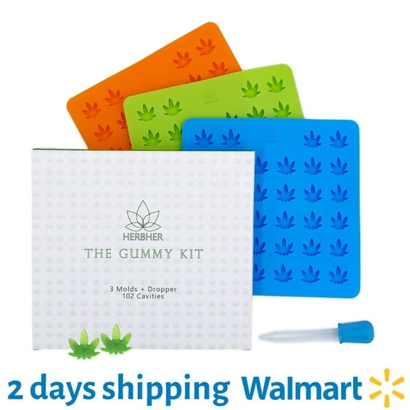 Herbher Gummy Leaf Silicone Candy Molds - 3Molds with Dropper