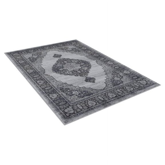 Allstar Rugs 8'x10' Rectangle Persian Kashan Cotton Rug Dusk/Charcoal Gray