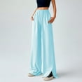 thumbnail image 2 of EDFBUYKRS Hiking Pants Women Petite Short Women's Casual High Waist Loose Fit Straight Leg Pants with Side Slits for Everyday Wear and Outdoor Activities Comfortable Summer Fall Trousers M, 2 of 8