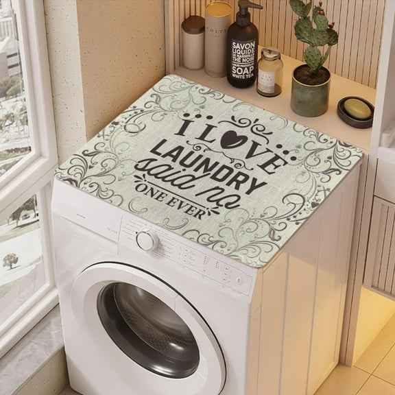 Vintage Style Washer Dryer Mat Topper, I Love Laundry Non-Slip Laundry Top Protector for Retro Home Decor, Appliance Scratch & Stain Guard, Laundry Decor