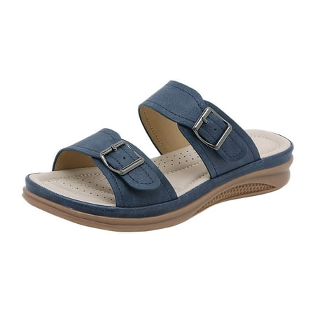 

PEASKJP Women Sandals Women s Orthopedic Arch Support Sandals Summer Casual Orthotic Thong Sandals (Navy 8.5)