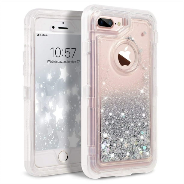 Dexnor Iphone 8 Plus Case Iphone 7 Plus Case Glitter 3d Bling Sparkle Flowing Liquid Case