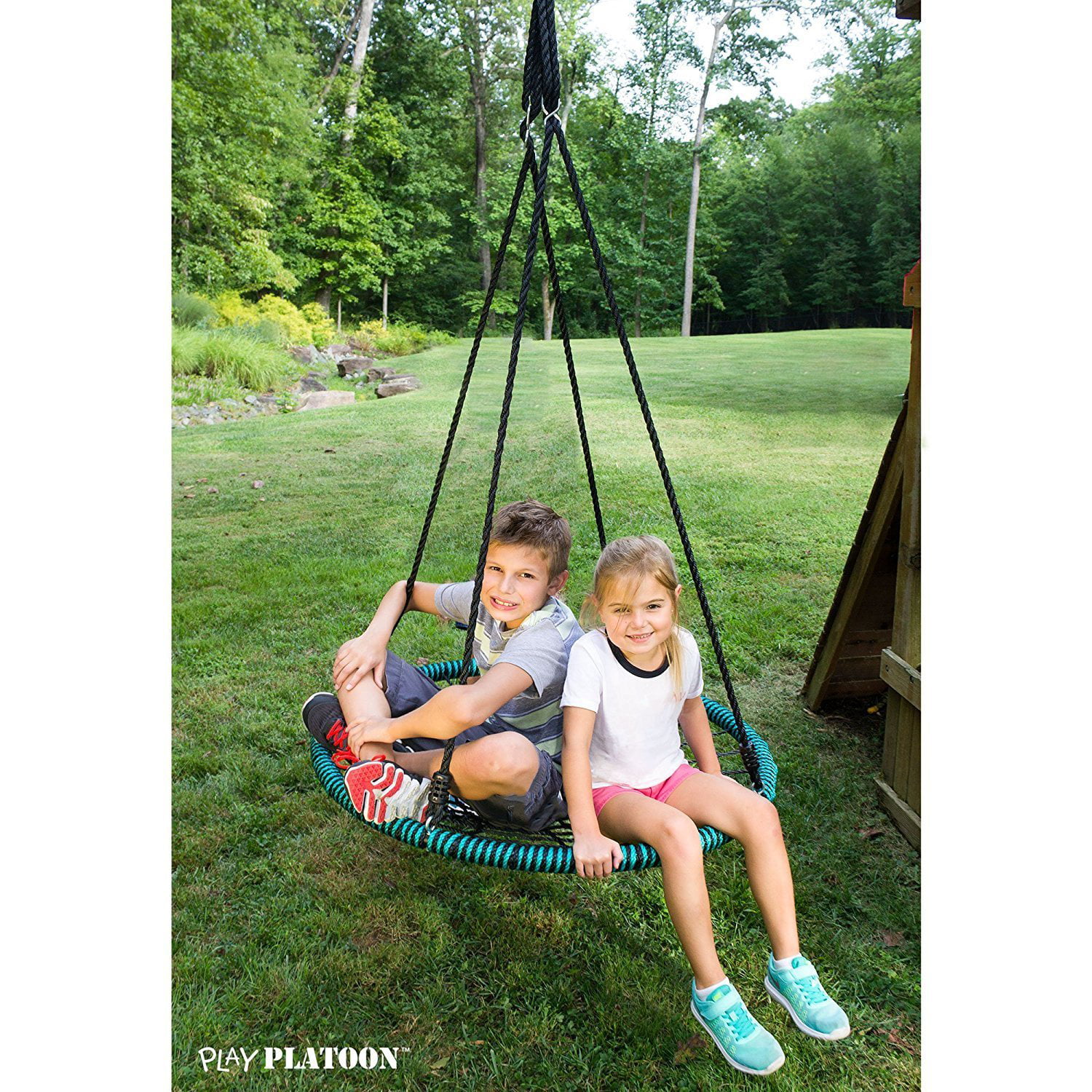 600 lb Weight Capacity Easy to Install Play Platoon Spider Web Tree Swing with Hanging Kit Fully Assembled 40 Inch Diameter 