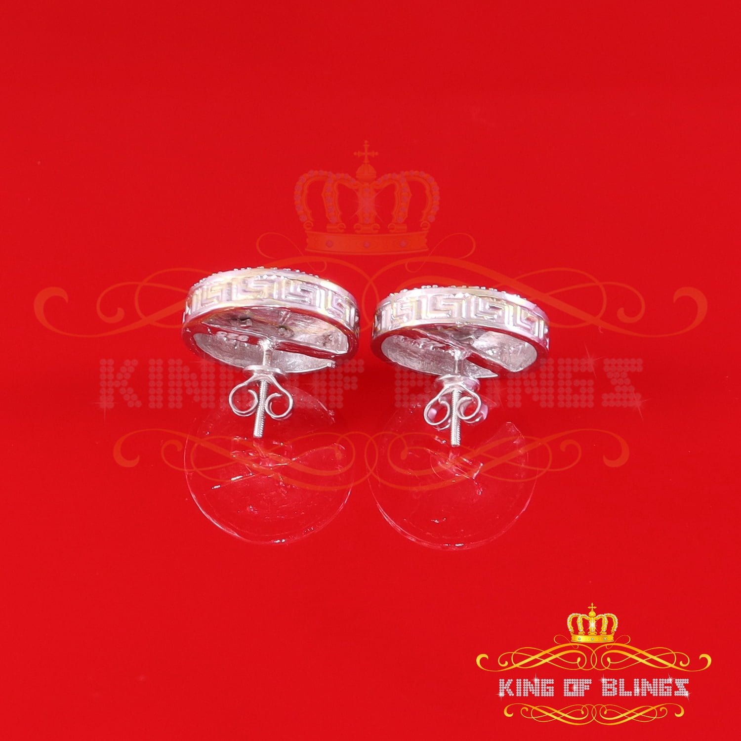 King of Bling's Men's/Women's 925 Silver White 0.50 ct VVS 'D' Moissanite Medusa Stud Earrings