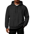 thumbnail image 2 of UDAUDU Mens Hooded Sweatshirt Casual Relaxed Fit Thermal Fleece Pullover Hoodie Ribbed Cuffs Hem for Workout Outdoor Activities Black 2XL, 2 of 5