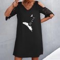 thumbnail image 2 of Vestidos de manga corta con hombros descubiertos y encaje con cuello en V estampado sexy de verano para mujer Fridja bnh5412, 2 of 8