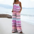 thumbnail image 2 of BiZtdJrK Dollar Sales, Women's 2025 Summer Jumpsuits Casual Sleeveless Adjustable Spaghetti Straps Overalls Loose Fit Wide Leg Onesie Pants with Pockets Pink L, 2 of 7