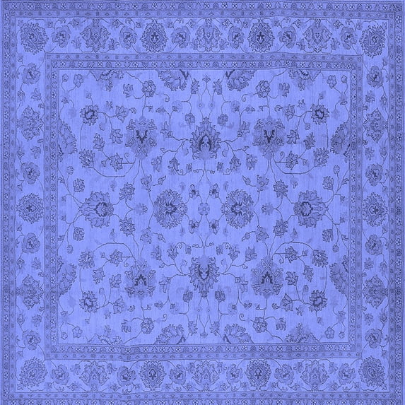 Ahgly Company Machine Washable Indoor Square Oriental Blue Traditional Area Rugs, 7' Square