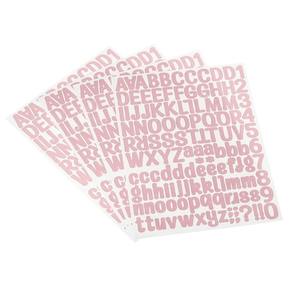 Uxcell Vinyl Self Adhesive Letter Number Sticker Decal Kit, Pink 126 Piece 4 Sheets