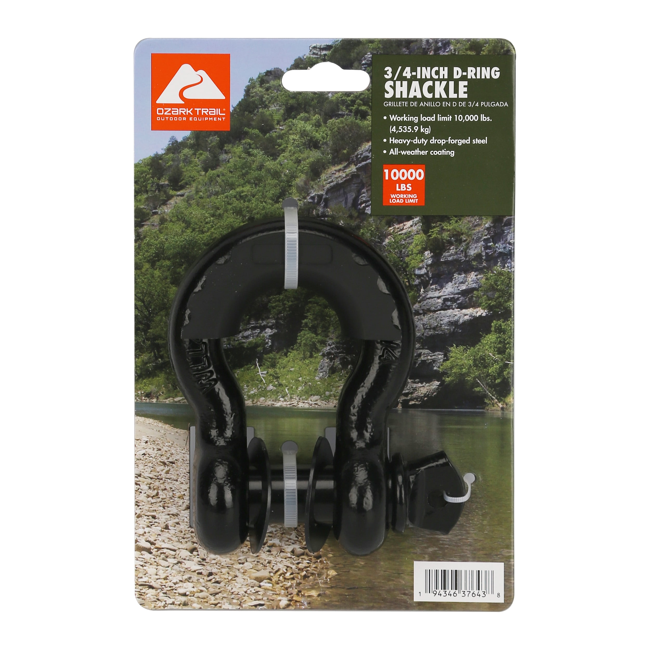 (4 pack) Ozark Trail 3/4" D-Ring Shackle, Black D Shackle Rugged, 10,000 lbs Capacity 1 Pack