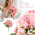 thumbnail image 3 of Artificial Persian Rose Bouquet with 5 Large Blooms and 4 Buds, 12.6 Inches, Pink, for Home Decor and Wedding Decoration, 3 of 5