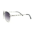 thumbnail image 3 of Womens Rhinestone Bling Heart Jewel Diva Metal Rim Pilot Sunglasses Silver - Smoke, 3 of 4
