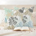 thumbnail image 3 of Brown Coastal Outdoor Waterproof Pillow Covers, Teal Grey Sea Coral Starfish Nautical Decorative Square Throw Pillowcase Sofa Cushion Sham for Patio/Couch/Chair, 26"x26" 2 Pack, 3 of 8