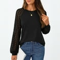 thumbnail image 4 of SUNBS Women Blouses Hollow-Out Lace Tops Crew Neck Long Sleeve Shirts for Women Trendy Clothes, 4 of 8