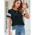 thumbnail image 6 of SHCKE Womens Casual T Shirts Striped Color Block Short Sleeve Tops Tunic Tops Crewneck T Shirts, 6 of 7