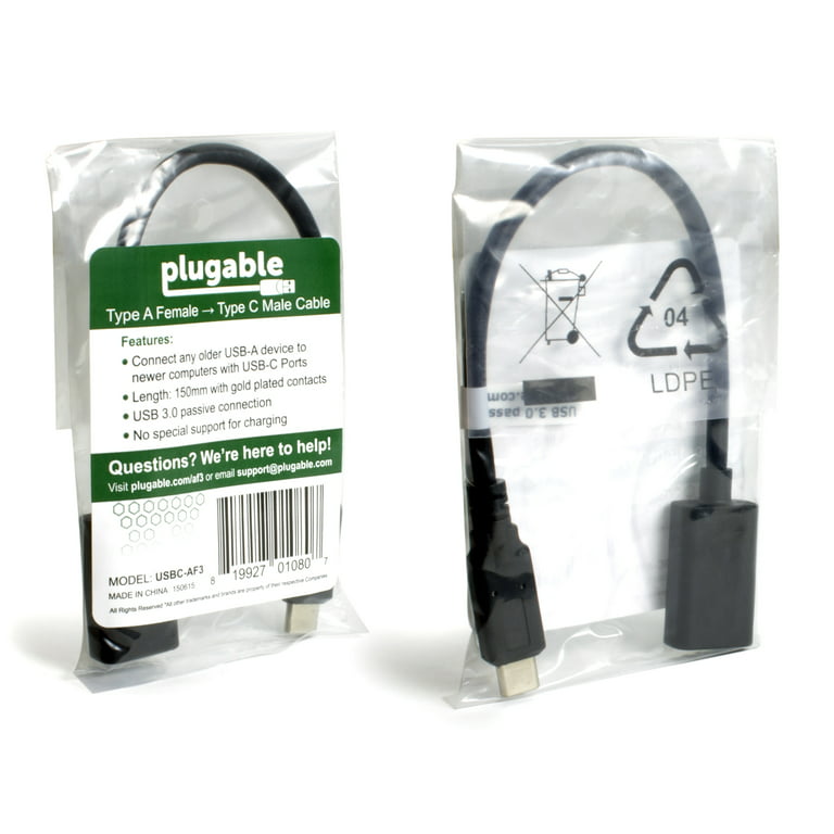 Plugable USB C to USB Adapter Cable (usbc-af3)