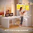 thumbnail image 6 of L Shaped Computer Desk with 3 Drawers, Modern Corner Office Desk with LED Light, Display Cabinet and Pegboard for Home Office, Living Room, 6 of 7