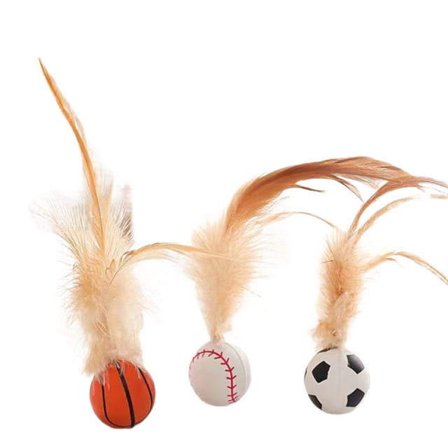 Methold Juguete interactivo para mascotas de 3 piezas, divertido salto con pelota y plumas, suministros para la relajación de gatos Juguetes para gatos
