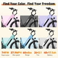 thumbnail image 5 of ESKUTE C200 Electric Bike for Adults, 1300W Peak Power Ebike, 28MPH Step-Thru E-Bicycle with 840Wh Removable Battery, Up to 70 Miles, 26" Tires, 7 Speed Adjustable Stem,Purple, UL2849, 5 of 8