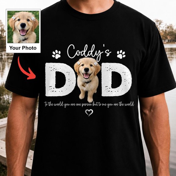 Custom Dog Dad Photo Personalized Pet Dad Puppy Lover Custom Pet Picture, AURORAVALLEY T-Shirt