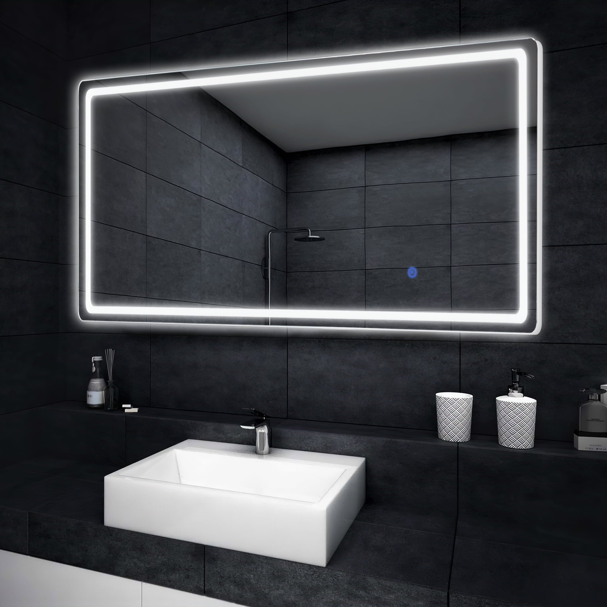 MAYEERTY 63"x16" Frameless Led Mirror Full Length Mirror Flat Floor / Wall Mirror With Light, Silver