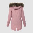 thumbnail image 3 of Aayomet Womens Winter Coats Women's Casual Flannel Plaid Wool Blend Plaid Hooded Coat Loose Long Sleeve Midi Jacket Outerwear with Belt,Pink XXL, 3 of 5