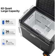 BougeRV 12 Volt Car Refrigerator with Wheels, CRS 63 Quart Portable Fridge Freezer with APP Control,4℉ to 68℉ for Truck RV Camping