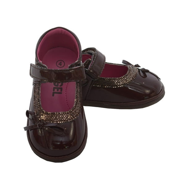 Angel Angel Brown Mary Jane Bow Patent Velcro Strap Angel Angel Brown Mary Jane Bow Patent Velcro Strap