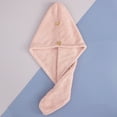 thumbnail image 6 of Naierhg Hair Drying Towel Super Absorbent Quick Dry Coral Fleece Cartoon Bear Button Women Curly Long Thick Wet Hair Microfiber Hair Towel Wrap Hat Pink, 6 of 7