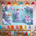 thumbnail image 7 of Crown Decoration First Birthday Banner Decorative Balloons Cake Elements Pastel Colors For Baby Celebration Indoor Event Kids Party, 7 of 7