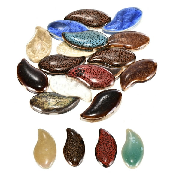 Uxcell 100g Ceramic Mosaic Tiles for Crafts Bulk, Petal Multicolor Ceramic Tiles for Mosaic Kits