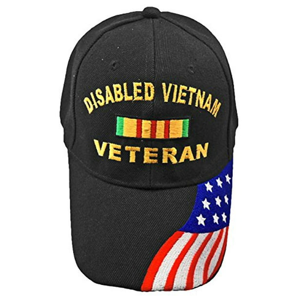 Disabled VIETNAM Veteran Baseball Cap Black Hat American Flag Army