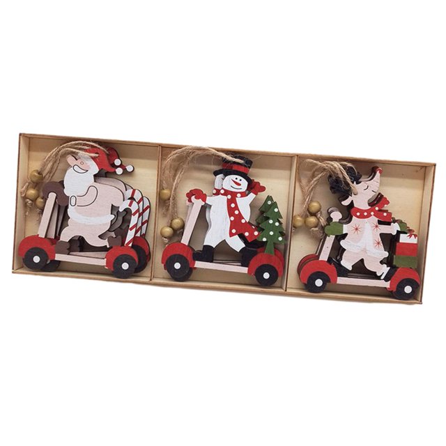 9 piezas de decoraciones colgantes navideñas, adornos colgantes navideños, decoración navideña de madera multiusos para fiestas temáticas, vacaciones Coche deslizante Macarena Rebanadas colgantes