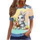 thumbnail image 3 of Camiseta de Solapa de Cuello Redondo Impresa sin Posicionamiento de la Pascua de las Mujeres con Poliéster Suave, Top Casual Transpirable para la Primavera Diaria, 3 of 6