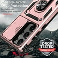thumbnail image 4 of Rotatable Ring Holder Case for Samsung Galaxy S25 Ultra with 1 Pack Screen Protector, Military Grade Drop Protection Slide Camera Cover Anti-Scratch Stand Case Support Magnetic Car Mount, Rosegold, 4 of 8