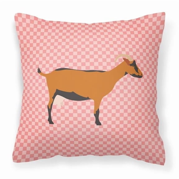 Carolines Treasures BB7888PW1818 Oberhasli Goat Pink Check Fabric Decorative Pillow, 18 x 18 in.