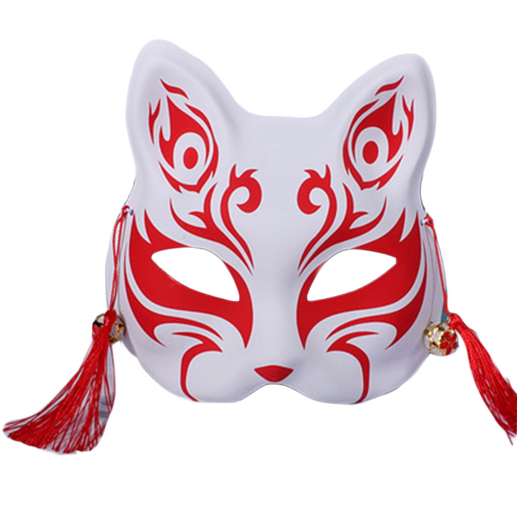 Amosfun Fox Mask for Adults and Kids Japanese Kabuki Kitsune Cosplay Masks for Men Women Party Costume Performance Supplies 2pcs 
