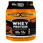 Body Fortress Super Advanced 100% Premium Whey Protein Powder, Chocolate, 60g Protein, 1.59 lbs