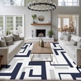 thumbnail image 4 of Navy Gray Geometric Stripes Washable Living Room Rugs 6'x9', Modern Abstract Lines Maze Low Pile Throw Large Area Rug Non-Slip Sturdy Edge Binding Carpet for Dining Room Kitchen Office, 4 of 9