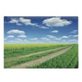 thumbnail image 1 of Yellow and Blue Cutting Board, Countryside Road on Field of Rapes into Nature Season Freshness, Decorative Tempered Glass Cutting and Serving Board, Large Size, Green Blue White, by Ambesonne, 1 of 1