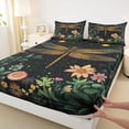 thumbnail image 3 of jejeloiu Kawaii Plant Flowers Twin Sheet Sets,Boho Bohemian Dragonfly Bedding For Men Women 3 Pieces, 3 of 7