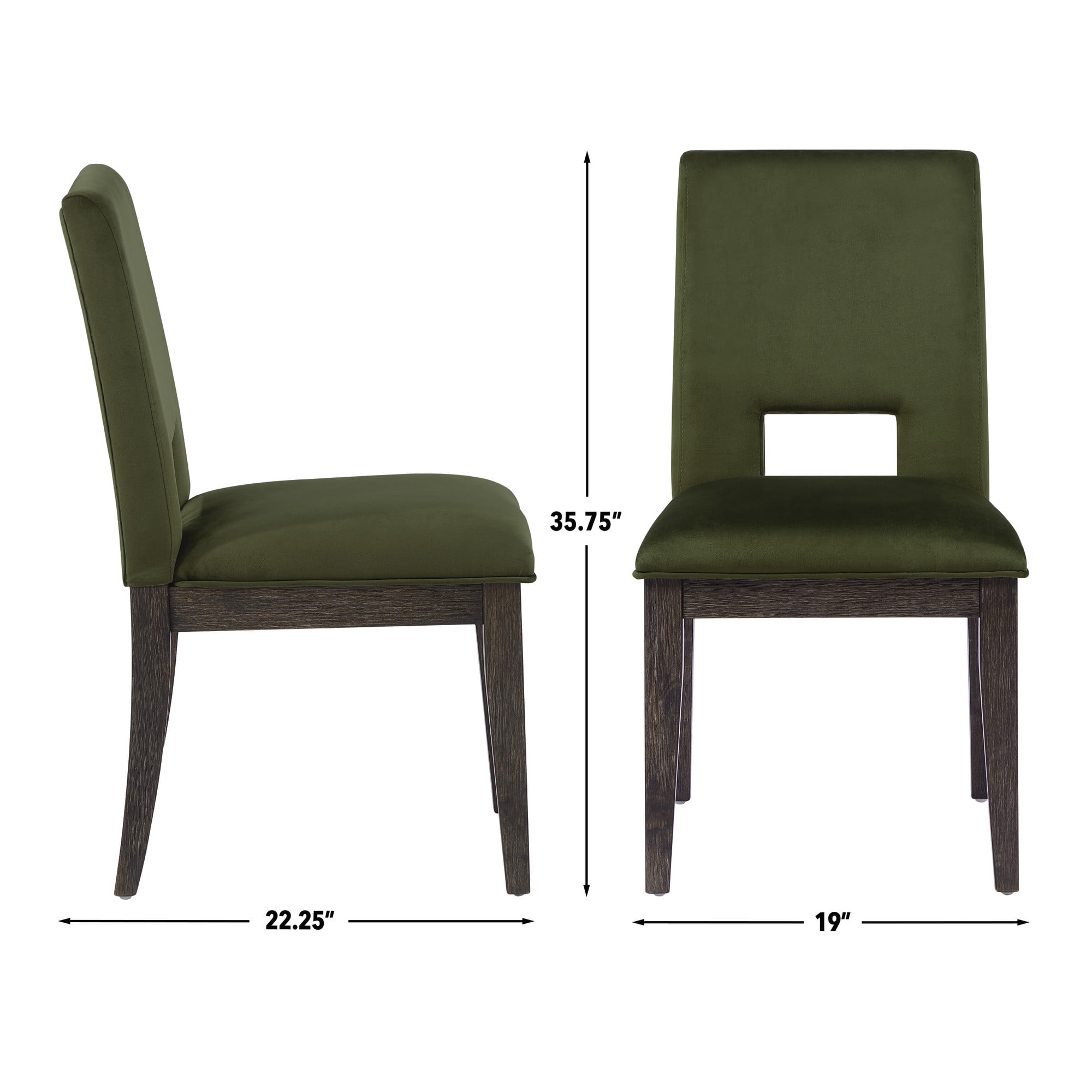 Steve Silver Evan Contemporary Velvet Upholstered Dining Chair, Set of 2, Green