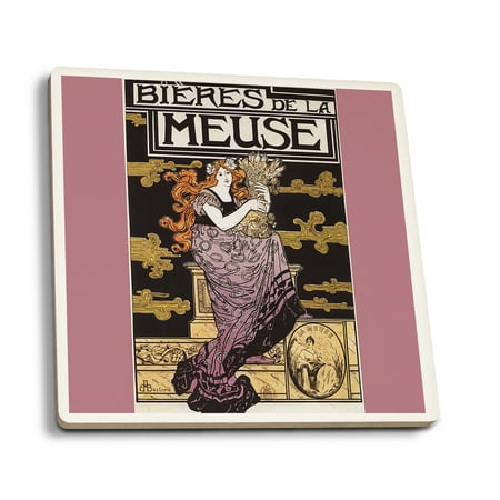 Promotional Four - Bieres de la Meuse - Promotional Poster (Set of 4 Ceramic Coasters - Cork-backed, Absorbent)