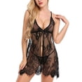 thumbnail image 2 of Gibobby Ropa Interior Sexy Bow Lace Womens Ropa de dormir sexy Ropa interior Lencería Ropa de dormir Íntimos(Negro, S), 2 of 5