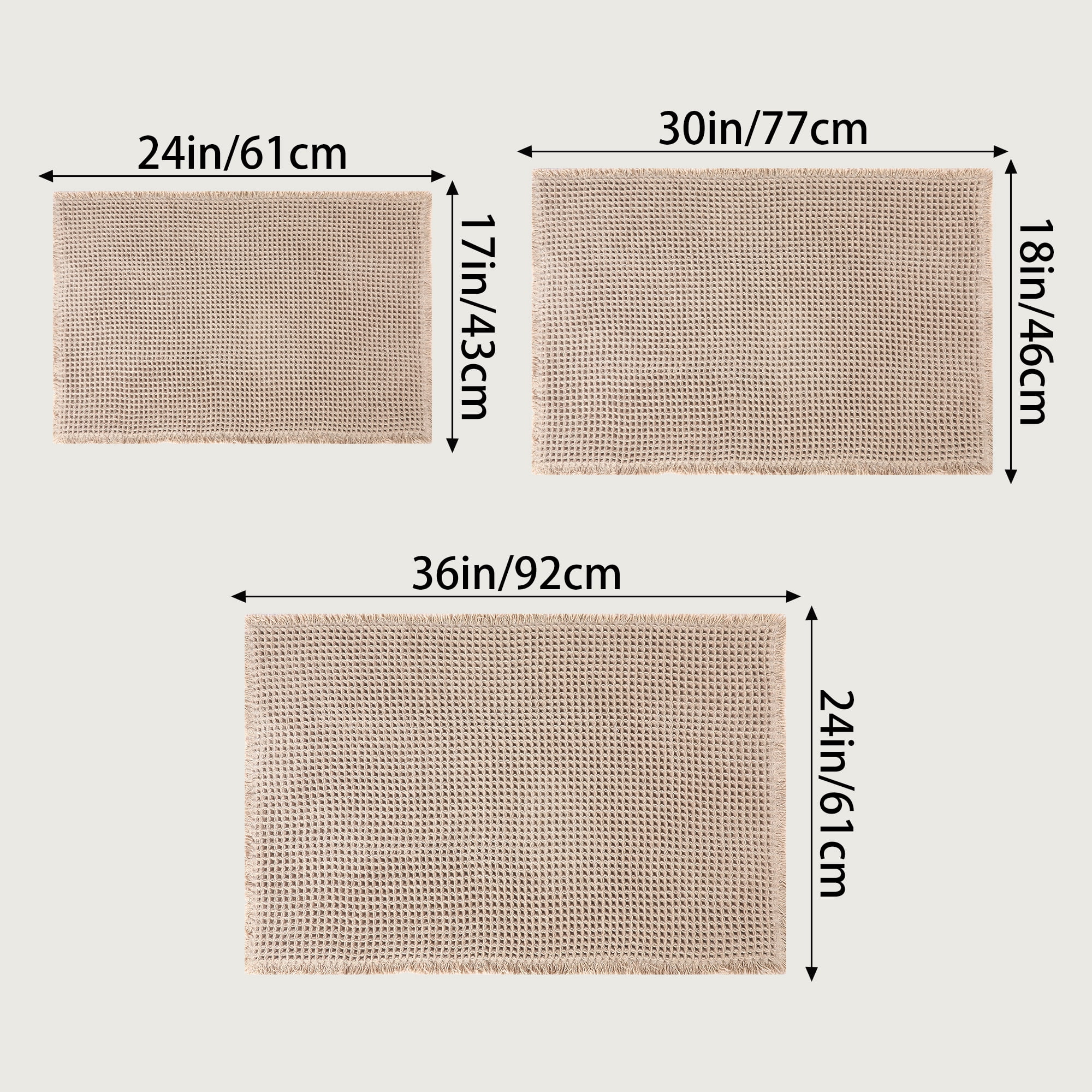 Unique Bargains Soft Absorbent Washable Thick Bath Rugs Khaki 17" x 24"