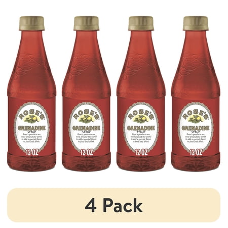 (4 pack) Rose’s Grenadine Syrup 12 OZ Bottle | Perfect for Cocktails Beverages and Mixers