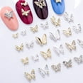 thumbnail image 4 of Joyas para decoración de uñas Mariposa de metal 3D Accesorios para uñas Mariposa hueca Micro diamante Uñas de diamante, 4 of 6